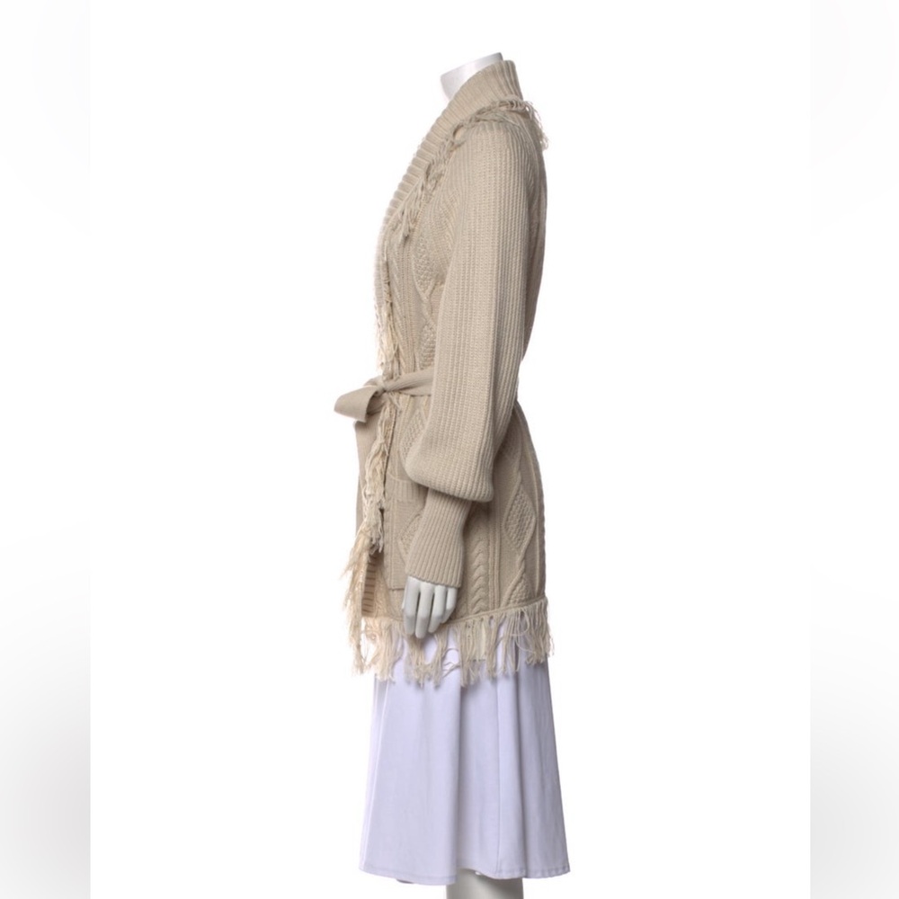 Jonathan Simkhai Beige Textured Belted Cardigan | Size: XS - Picture 2 of 3